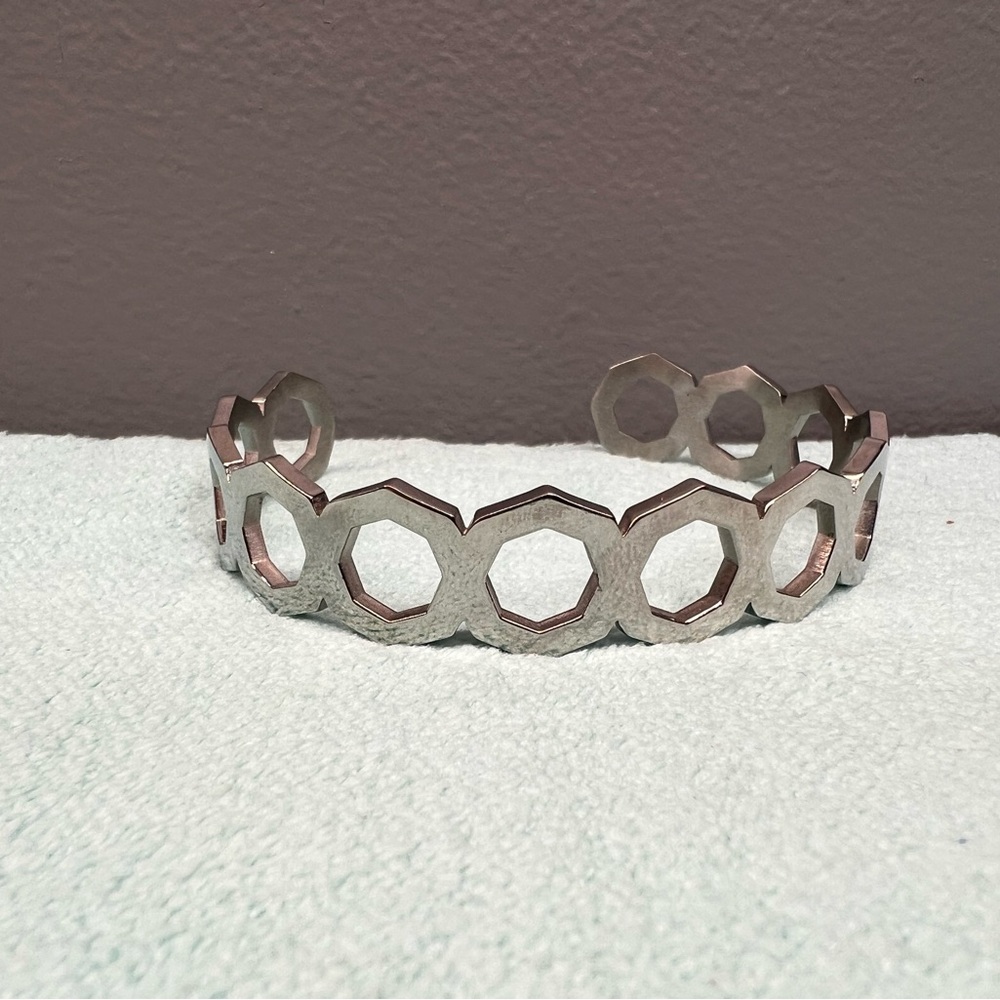 Silver Geometric Stainless Steel Womens Bracelet